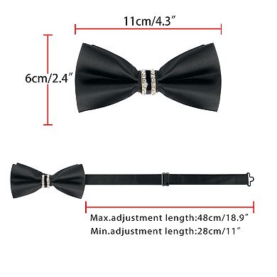 Men's Pre-tied Bowtie Rhinestone Decor Sparkly Bow Ties for Elegant Wedding
