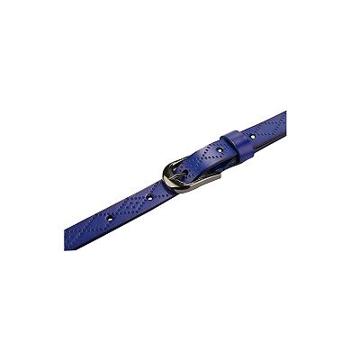 Women Exotic Embossed Diamond Pattern Single Pin Buckle Slender Waist Belt