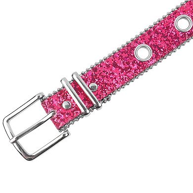 Women's Belts Hollow Eyelet Sequin Decoration Belt Versatile No-Punch Pin Buckle