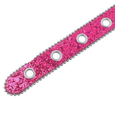 Women's Belts Hollow Eyelet Sequin Decoration Belt Versatile No-Punch Pin Buckle