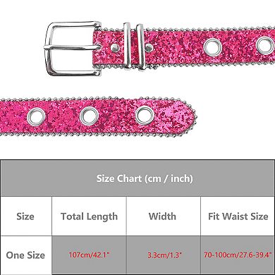 Women's Belts Hollow Eyelet Sequin Decoration Belt Versatile No-Punch Pin Buckle