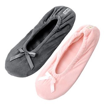 Roxoni Women's Terry Classic Cotton Ballerina Slippers (Pack of 2)