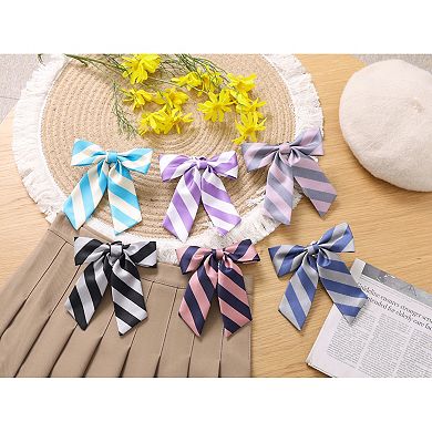 Women's Pre-Tied Bow Tie with Adjustable Elastic Strap Uniform Stylish Stripe Ties
