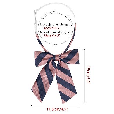 Women's Pre-Tied Bow Tie with Adjustable Elastic Strap Uniform Stylish Stripe Ties