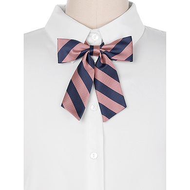 Women's Pre-Tied Bow Tie with Adjustable Elastic Strap Uniform Stylish Stripe Ties