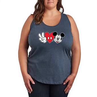 Plus Size Disney's Mickey Mouse Peace Love Racerback Tank Top