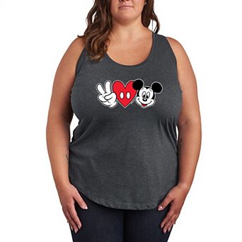 Plus Size Disney's Mickey Mouse Peace Love Racerback Tank Top