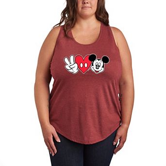 Plus Size Disney's Mickey Mouse Peace Love Racerback Tank Top
