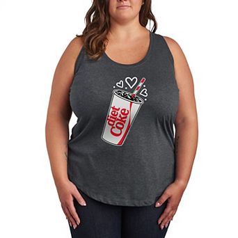 Plus Size Diet Coke Heart Bubbles Graphic Racerback Tank Top