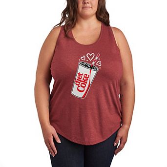 Plus Size Diet Coke Heart Bubbles Graphic Racerback Tank Top