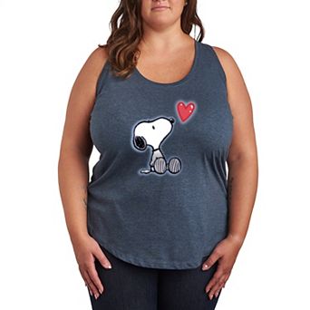 Plus Size Peanuts Snoopy Airbrush Heart Racerback Tank Top