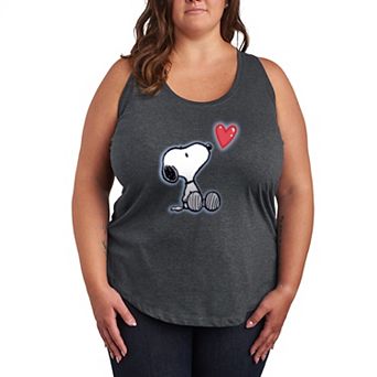 Plus Size Peanuts Snoopy Airbrush Heart Racerback Tank Top
