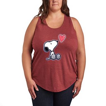 Plus Size Peanuts Snoopy Airbrush Heart Racerback Tank Top