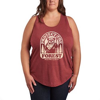 Plus Size Star Wars Ewok Protect The Forest Racerback Tank Top