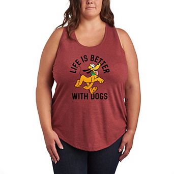 Plus Size Disney's Pluto Life Is Better With Dogs Racerback Tank Top