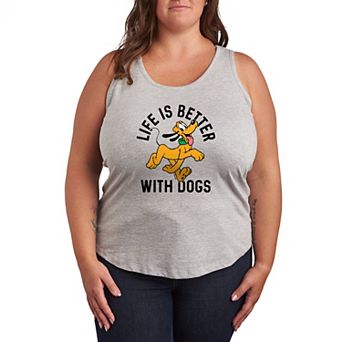 Plus Size Disney's Pluto Life Is Better With Dogs Racerback Tank Top