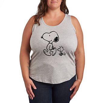 Plus Size Peanuts Snoopy & Woodstock Racerback Tank Top