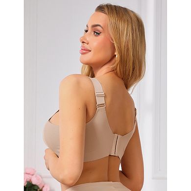 Women's Deep V Seamless Wireless Minimizer Full Coverage W-Shaped Support Push Up Wide Strap Bras