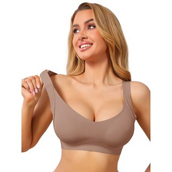 Women's Deep V Seamless Wireless Minimizer Full Coverage W-Shaped Support Push Up Wide Strap Bras