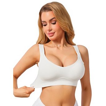 Women's Deep V Seamless Wireless Minimizer Full Coverage W-Shaped Support Push Up Wide Strap Bras