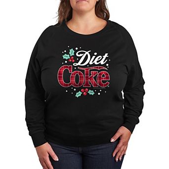 Plus Size Diet Coke Christmas Plaid Logo French Terry Long Sleeve Tee