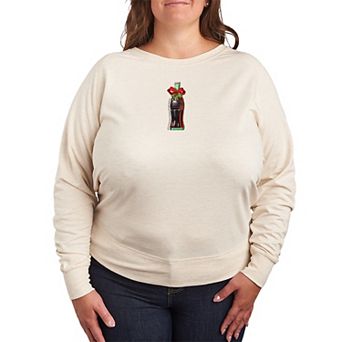 Plus Size Coca-Cola Bottle Holiday Bow French Terry Long Sleeve Tee