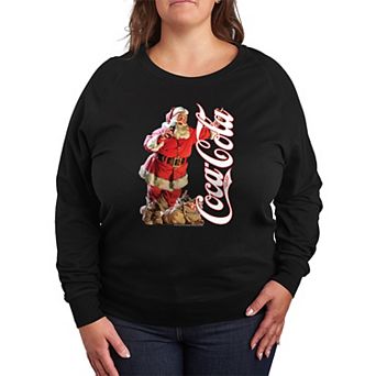 Plus Size Coca-Cola Santa Claus Vintage Logo French Terry Long Sleeve Tee