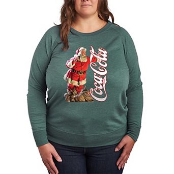 Plus Size Coca-Cola Santa Claus Vintage Logo French Terry Long Sleeve Tee