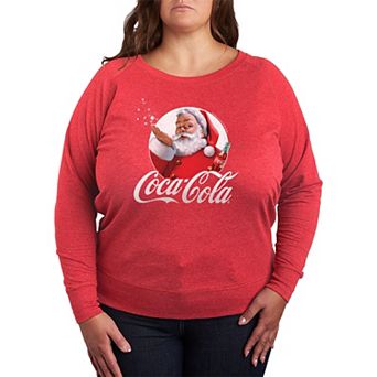 Plus Size Coca-Cola Santa Claus Vintage French Terry Long Sleeve Tee