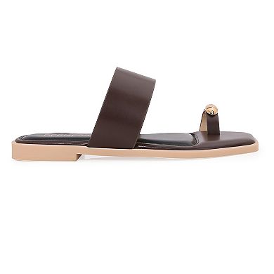 Women's Kamila Gold-Tone Toe-Loop Slide Sandals