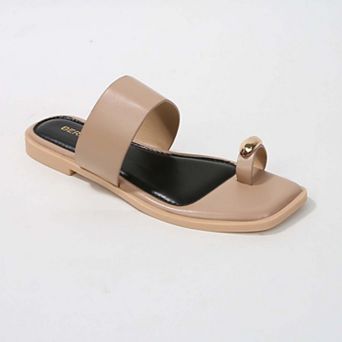 Women's Kamila Gold-Tone Toe-Loop Slide Sandals
