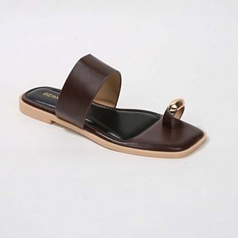 Women's Kamila Gold-Tone Toe-Loop Slide Sandals