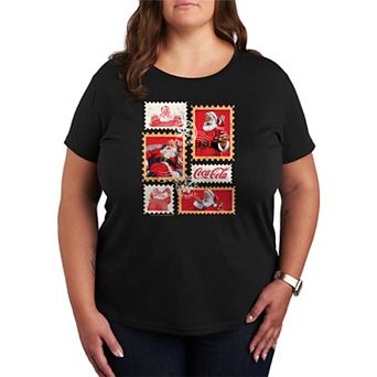 Plus Size Coca-Cola Vintage Holiday Stamp Collage Graphic Tee