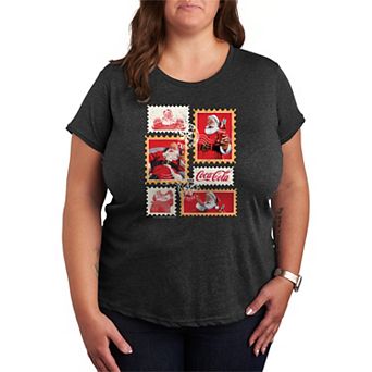 Plus Size Coca-Cola Vintage Holiday Stamp Collage Graphic Tee