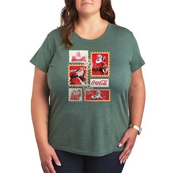 Plus Size Coca-Cola Vintage Holiday Stamp Collage Graphic Tee