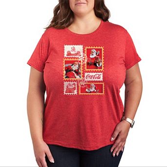 Plus Size Coca-Cola Vintage Holiday Stamp Collage Graphic Tee