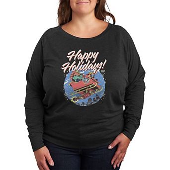 Plus Size Marvel The Avengers Happy Holidays French Terry Long Sleeve Tee