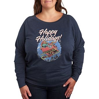 Plus Size Marvel The Avengers Happy Holidays French Terry Long Sleeve Tee