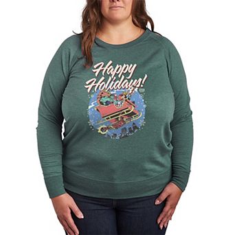 Plus Size Marvel The Avengers Happy Holidays French Terry Long Sleeve Tee