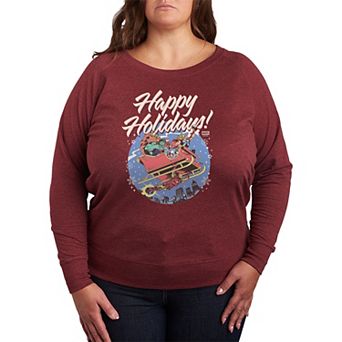 Plus Size Marvel The Avengers Happy Holidays French Terry Long Sleeve Tee