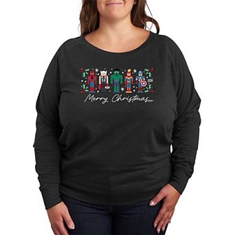 Plus Size Marvel Merry Christmas Nutcrackers French Terry Long Sleeve Tee