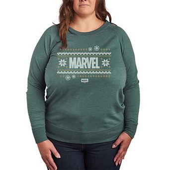 Plus Size Marvel Fair Isle Holiday Sweater French Terry Long Sleeve Tee