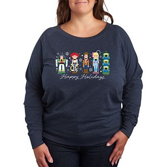 Plus Size Disney / Pixar's Toy Story Happy Holidays Nutcrackers French Terry Long Sleeve Tee