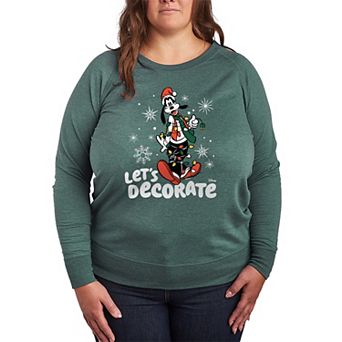 Plus Size Disney's Goofy "Let's Decorate" Christmas French Terry Long Sleeve Tee