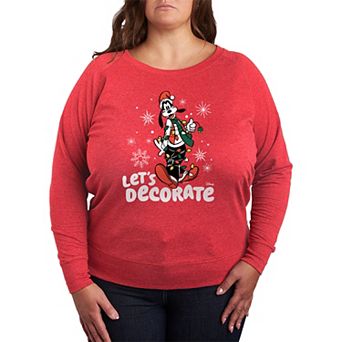 Plus Size Disney's Goofy "Let's Decorate" Christmas French Terry Long Sleeve Tee