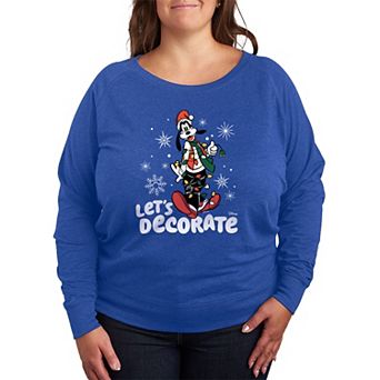 Plus Size Disney's Goofy "Let's Decorate" Christmas French Terry Long Sleeve Tee