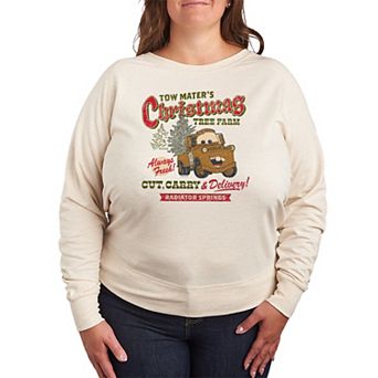Plus Size Disney / Pixar's Cars Tow Mater's Christmas Tree Farm French Terry Long Sleeve Tee
