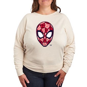 Plus Size Marvel Spider-Man Christmas Plaid French Terry Long Sleeve Tee