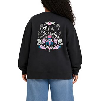 Plus Size Elf Son Of A Nutcracker Oversized Fleece Crew Sweatshirt