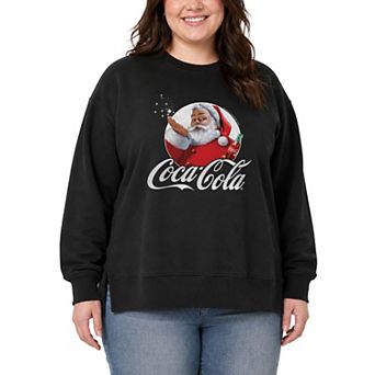 Plus Size Coca-Cola Santa Claus Oversized Fleece Crew Sweatshirt
